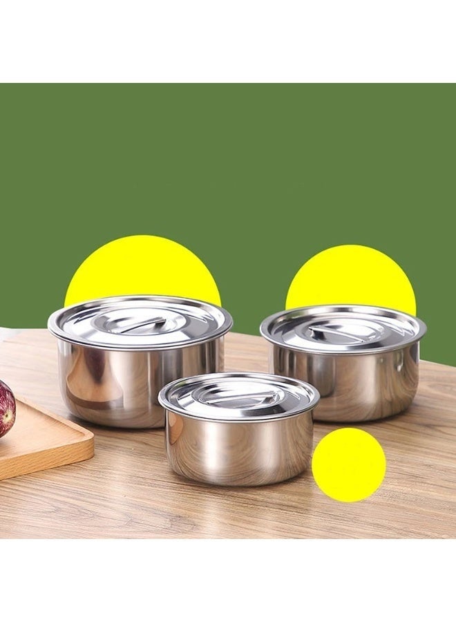 طقم أوعية متعددة الأغراض من الفولاذ المقاوم للصدأ - أوعية للطبخ والتقديم والتتبيل بثلاثة أحجام عملية - 16 سم، 18 سم، و20 سم - Image 3